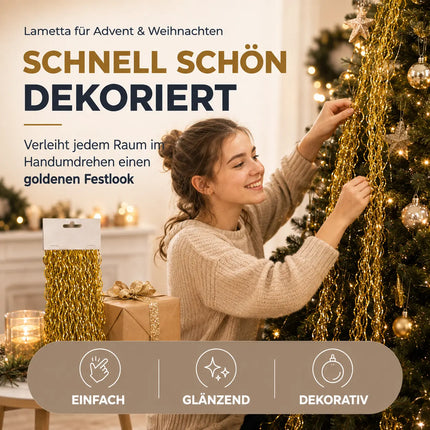 Lametta Gold - Stanniol Metal Technology - täuschend echt - als Deko Dekoration zu Weihnachten