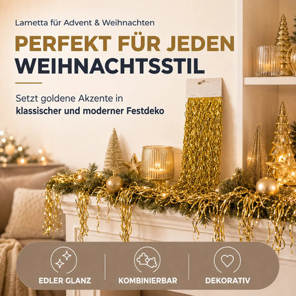 Lametta Gold - Stanniol Metal Technology - täuschend echt - als Deko Dekoration zu Weihnachten