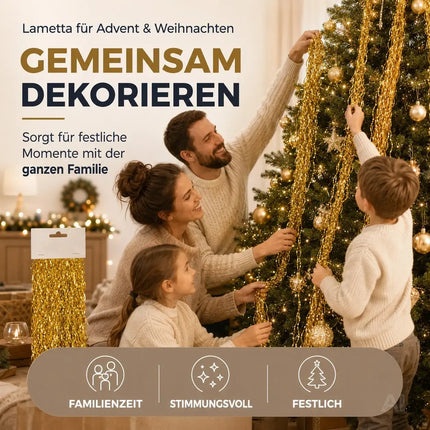 Lametta Gold - Stanniol Metal Technology - täuschend echt - als Deko Dekoration zu Weihnachten – Detailansicht 2