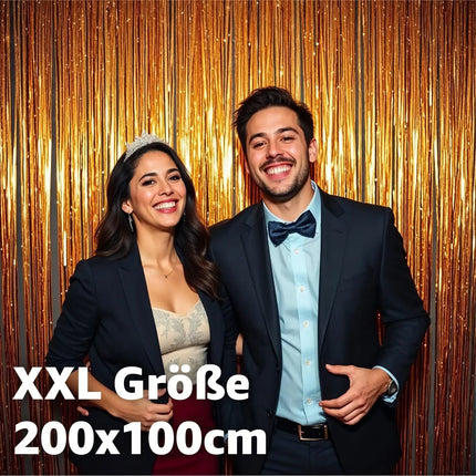 Lametta Vorhang gold - 200 x 100 cm - Glitzervorhang für Türrahmen als Dekoration, Party, Hochzeit, Deko Geburtstag für Kinder & Erwachsene (Gold)