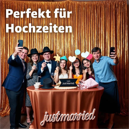 Lametta Vorhang gold - 200 x 100 cm - Glitzervorhang für Türrahmen als Dekoration, Party, Hochzeit, Deko Geburtstag für Kinder & Erwachsene (Gold)
