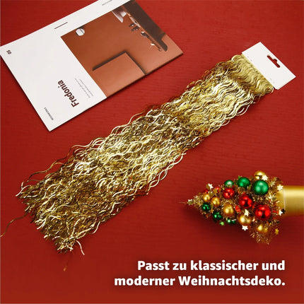 Lametta Weihnachten als Deko & Dekoration zu Advent an Weihnachten - Weihnachtsbaum & Tannenbaum (Gold)
