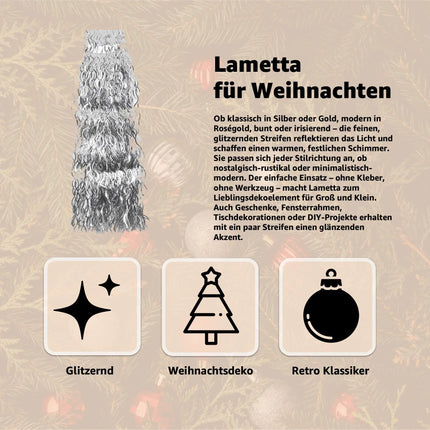 Lametta Weihnachten als Deko & Dekoration zu Advent an Weihnachten - Weihnachtsbaum & Tannenbaum (Silber)