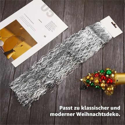 Lametta Weihnachten als Deko & Dekoration zu Advent an Weihnachten - Weihnachtsbaum & Tannenbaum (Silber)