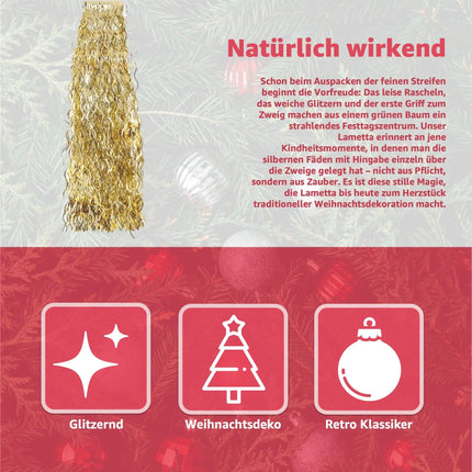 Lametta für Advent & Weihnachten als Deko & Dekoration Weihnachtsbaum & Tannenbaum (Gold)