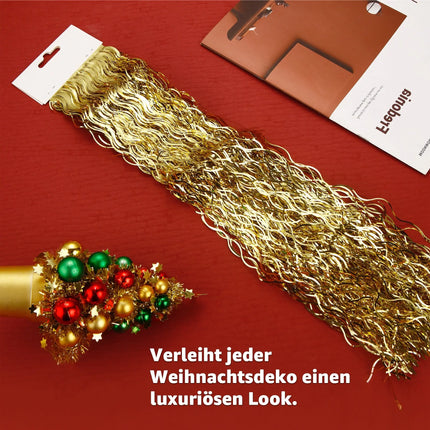 Lametta für Advent & Weihnachten als Deko & Dekoration Weihnachtsbaum & Tannenbaum (Gold)