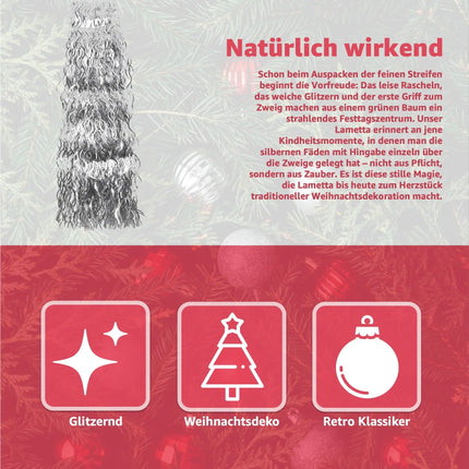 Lametta für Advent & Weihnachten als Deko & Dekoration für Weihnachtsbaum & Tannenbaum (Silber)