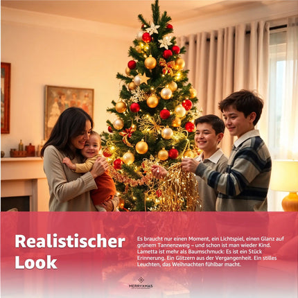 Lametta für Advent & Weihnachten als Deko & Dekoration für Weihnachtsbaum & Tannenbaum (Silber)
