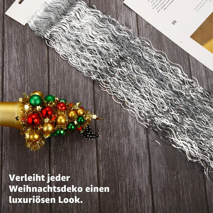 Lametta für Advent & Weihnachten als Deko & Dekoration für Weihnachtsbaum & Tannenbaum (Silber)