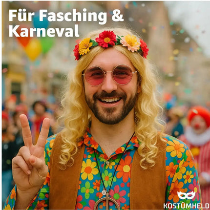 Langhaarperücke Perücke Wig (Blonde) – 70er & 80er Jahre – für Fasching & Karneval