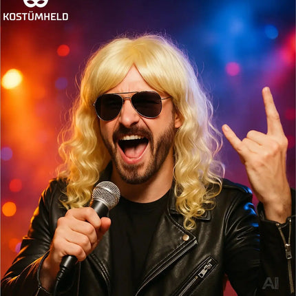 Langhaarperücke Perücke Wig (Blonde) – 70er & 80er Jahre – für Fasching & Karneval