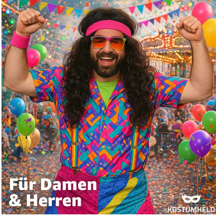 Lockenperücke mit langen Haaren – Voluminöse Langhaarperücke für Fasching & Mottopartys (Schwarz)