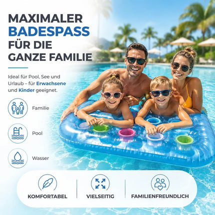 Luftmatratze Pool aufblasbar – Schwimmkissen für Pool, Strand & See – Wasserspielzeug für Erwachsene & Kinder (Luftmatratze blau)