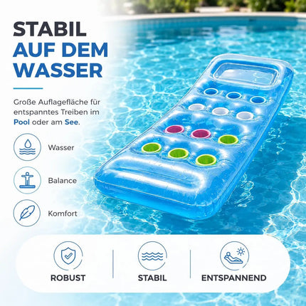 Luftmatratze Pool aufblasbar – Schwimmkissen für Pool, Strand & See – Wasserspielzeug für Erwachsene & Kinder (Luftmatratze blau)