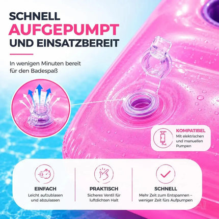 Luftmatratze Pool aufblasbar – Schwimmkissen für Pool, Strand & See – Wasserspielzeug für Erwachsene & Kinder (Luftmatratze pink)
