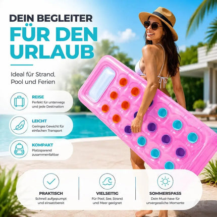 Luftmatratze Pool aufblasbar – Schwimmkissen für Pool, Strand & See – Wasserspielzeug für Erwachsene & Kinder (Luftmatratze pink)