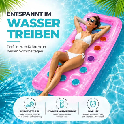 Luftmatratze Pool aufblasbar – Schwimmkissen für Pool, Strand & See – Wasserspielzeug für Erwachsene & Kinder (Luftmatratze pink)