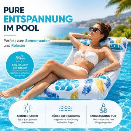 Luftmatratze Pool aufblasbar – Wasserhängematte & Schwimmkissen für Pool, Strand & See – Wasserspielzeug für Erwachsene & Kinder (Schwimmende Hängematte)