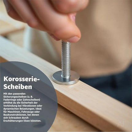 M4 Unterlegscheiben - Edelstahl & Rostfrei - Flache Sicherungsscheiben & Karosseriescheiben für Schrauben & Muttern & Gewinde