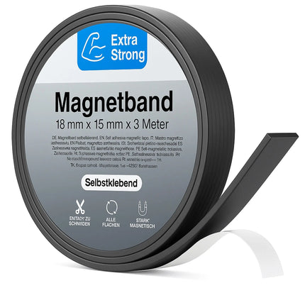 Magnetstreifen 3m Magnetband 300 cm stark - Klebestreifen Magnet Magnetband Magnetleiste Metallband selbstklebend