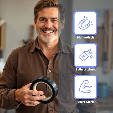 Magnetstreifen 3m Magnetband 300 cm stark - Klebestreifen Magnet Magnetband Magnetleiste Metallband selbstklebend