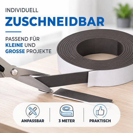 Magnetstreifen 3m Magnetband 300 cm stark - Klebestreifen Magnet Magnetband Magnetleiste Metallband selbstklebend
