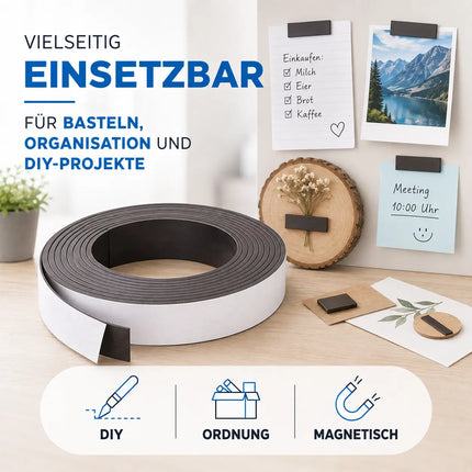 Magnetstreifen 3m Magnetband 300 cm stark - Klebestreifen Magnet Magnetband Magnetleiste Metallband selbstklebend