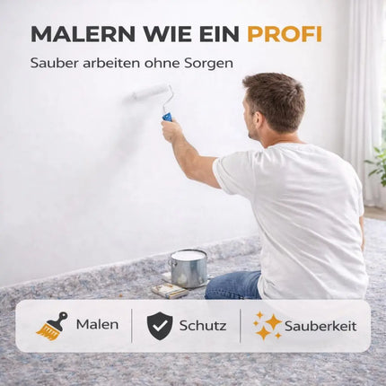 Malervlies Abdeckvlies 50 x 1m – 180g/m² Schutzvlies mit Anti-Rutsch Beschichtung – Bodenschutz & Möbelschutz für Umzug, Renovierung und Baustelle