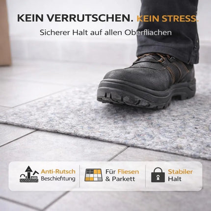 Malervlies Abdeckvlies 50 x 1m – 180g/m² Schutzvlies mit Anti-Rutsch Beschichtung – Bodenschutz & Möbelschutz für Umzug, Renovierung und Baustelle