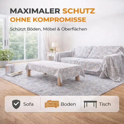 Malervlies Abdeckvlies 50 x 1m – 180g/m² Schutzvlies mit Anti-Rutsch Beschichtung – Bodenschutz & Möbelschutz für Umzug, Renovierung und Baustelle