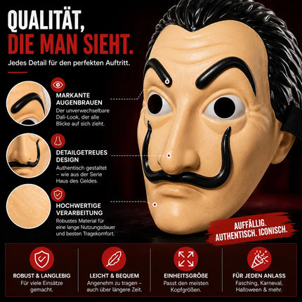 Maske Haus des Geldes Salvador Dali - Kostümmaske für Erwachsene - Kostüm für Fasching, Karneval, Halloween - unisex