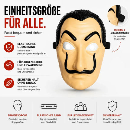 Maske Haus des Geldes Salvador Dali - Kostümmaske für Erwachsene - Kostüm für Fasching, Karneval, Halloween - unisex