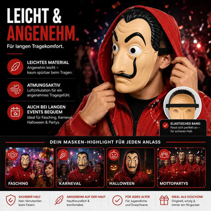 Maske Haus des Geldes Salvador Dali - Kostümmaske für Erwachsene - Kostüm für Fasching, Karneval, Halloween - unisex