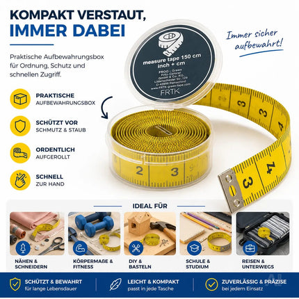 Maßband Massband 2 in 1 - Maßband cm + INCH Schneidermaßband 150 cm