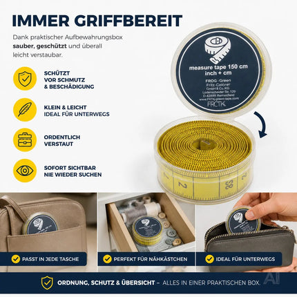 Maßband Massband 2 in 1 - Maßband cm + INCH Schneidermaßband 150 cm