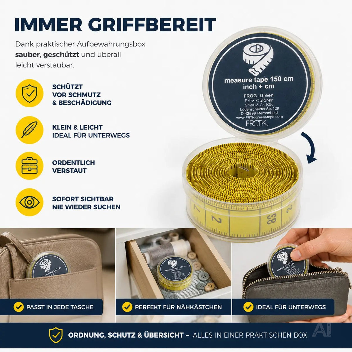 Maßband Maßband 2 in 1 - Maßband cm + INCH Schneidermaßband 150 cm – Maße und Abmessungen 6