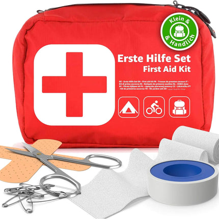 Mini Erste Hilfe Set Verbandskasten - klein & handlich Reiseapotheke - Camping & Travel & Wandern & Outdoor & Fahrrad - First Aid Kit - Unterwegs & reise