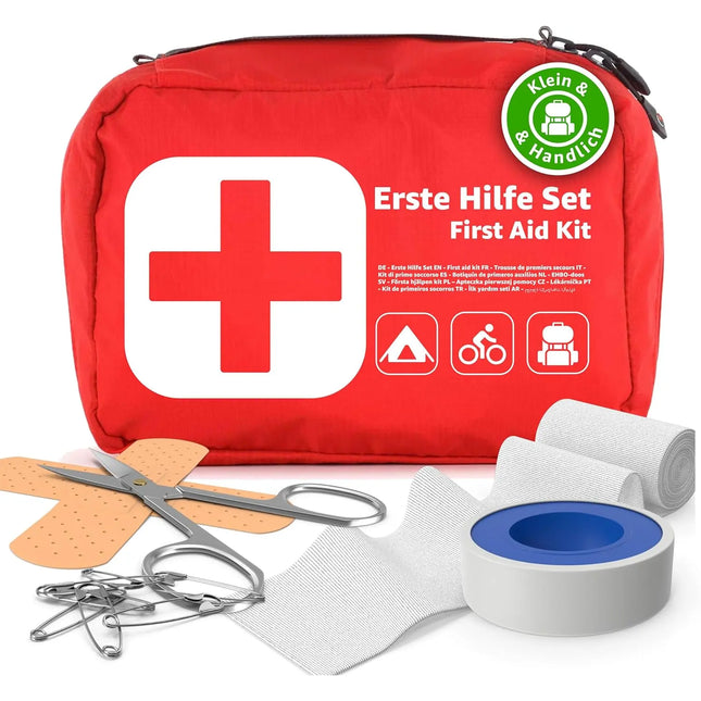 Mini Erste Hilfe Set Verbandskasten - klein & handlich Reiseapotheke - Camping & Travel & Wandern & Outdoor & Fahrrad - First Aid Kit - Unterwegs & reise