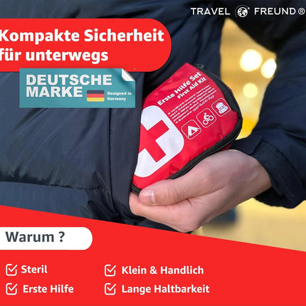 Mini Erste Hilfe Set Verbandskasten - klein & handlich Reiseapotheke - Camping & Travel & Wandern & Outdoor & Fahrrad - First Aid Kit - Unterwegs & reise