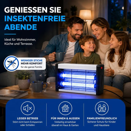 Mückenlampe elektrisch – Insektenvernichter mit UV-Licht – Fliegenfalle & Mückenfalle für effektiven Moskitoschutz (Eckig)