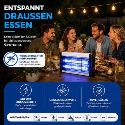 Mückenlampe elektrisch – Insektenvernichter mit UV-Licht – Fliegenfalle & Mückenfalle für effektiven Moskitoschutz (Eckig)