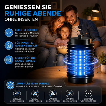 Mückenlampe elektrisch – Insektenvernichter mit UV-Licht – Fliegenfalle & Mückenfalle für effektiven Moskitoschutz (Rund)