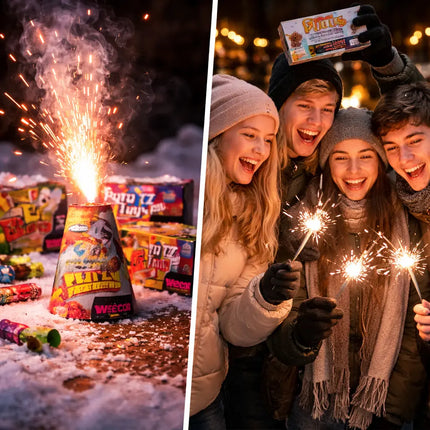 Neujahrs-Feuerwerk 2026 – vielseitiges Partyset mit Feuerwerksartikeln für stimmungsvolle Silvesterfeiern - Set mit 165 Teilen (Pyro Mix)