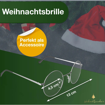 Nikolausbrille Kostümbrille Weihnachten Weihnachtsmannbrille Nickelbrille Brille Nikolaus rund für Nikolauskostüm