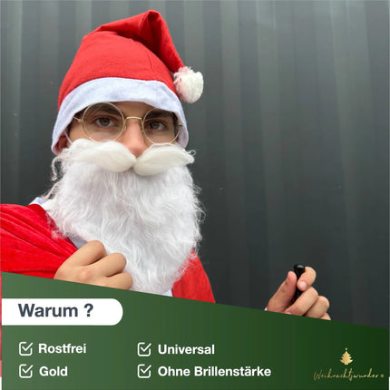 Nikolausbrille Kostümbrille Weihnachten Weihnachtsmannbrille Nickelbrille Brille Nikolaus rund für Nikolauskostüm