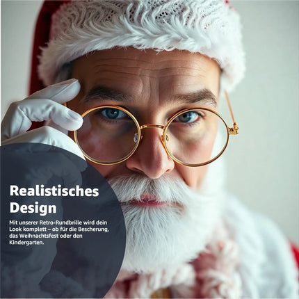 Nikolausbrille Kostümbrille Weihnachten Weihnachtsmannbrille Nickelbrille Brille Nikolaus rund für Nikolauskostüm