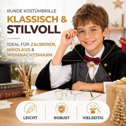 Nikolausbrille Kostümbrille Weihnachten Weihnachtsmannbrille Nickelbrille Brille Nikolaus rund für Nikolauskostüm