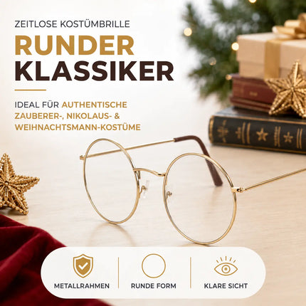 Nikolausbrille Kostümbrille Weihnachten Weihnachtsmannbrille Nickelbrille Brille Nikolaus rund für Nikolauskostüm