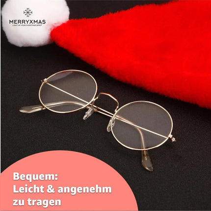Nikolausbrille rund - Nikolaus Accessoire für Weihnachten - Weihnachtsmannbrille Brille Nikolaus rund für Nikolauskostüm, Weihnachtsmann - Verkleidung - Kostümbrille