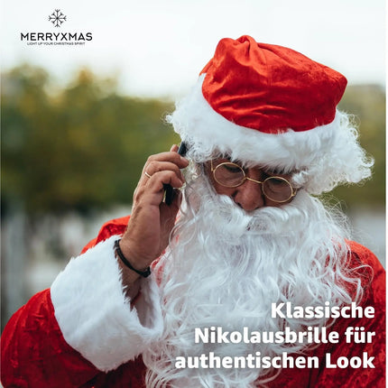 Nikolausbrille rund - Nikolaus Accessoire für Weihnachten - Weihnachtsmannbrille Brille Nikolaus rund für Nikolauskostüm, Weihnachtsmann - Verkleidung - Kostümbrille